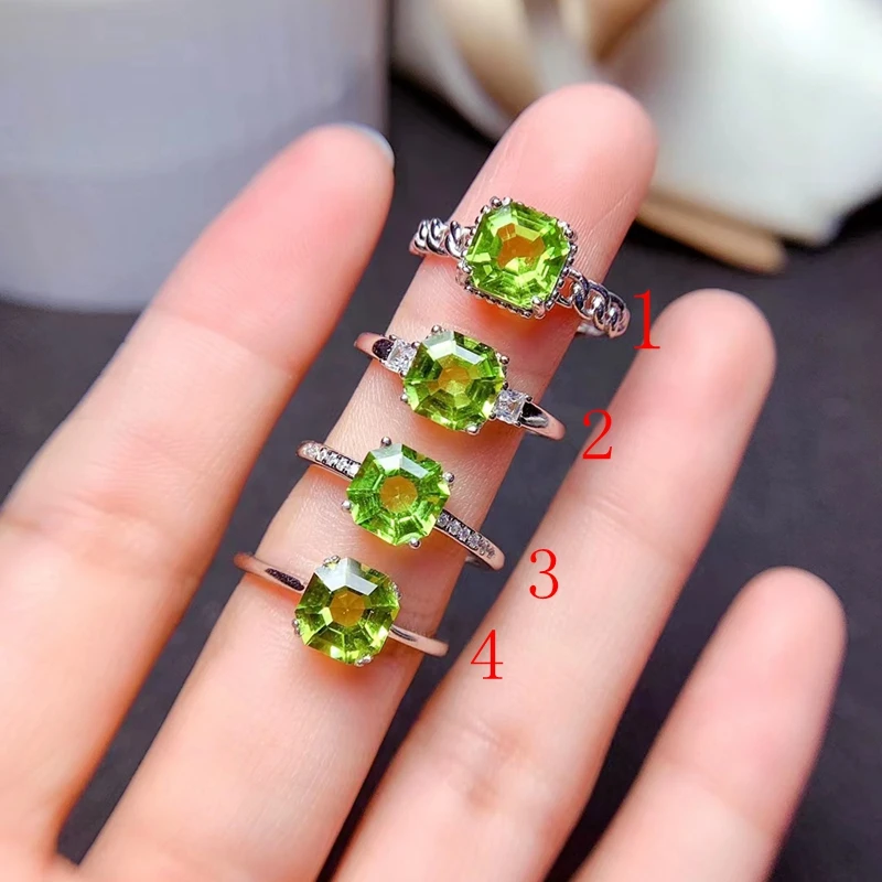 2022 New Natural Peridot Ring for Women Fine Jewelry Real 925 Sterling Silver Natural Gem Support Test Exquisite Gift