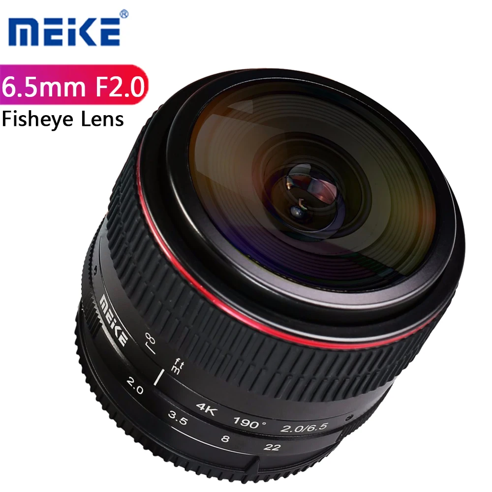 Meike 6.5mm F2.0 Fisheye Lens For Canon EOS M Nikon Sony E Fuji Fujifilm X Olympus Panasonic M4/3 Mount Mirrorless Cameras