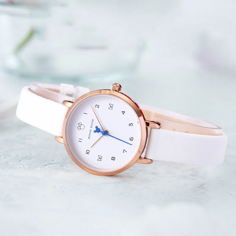 Disney Original New Ladies Wristwatches Mickey Mouse Genuine Leather Quartz Womens Watches Waterproof Fashion Femal Girl Clocks