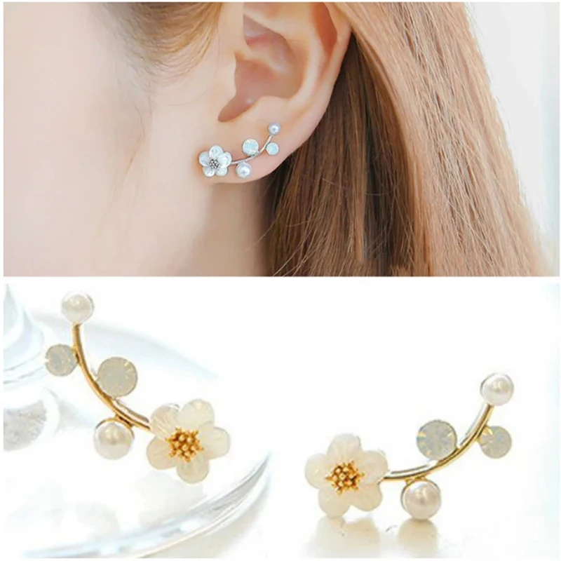 Fashion Rose Flower Stud Earrings For Women Romantic Rhinestone Flowers Earrings Girl Party Engagement Wedding Jewelry Gift