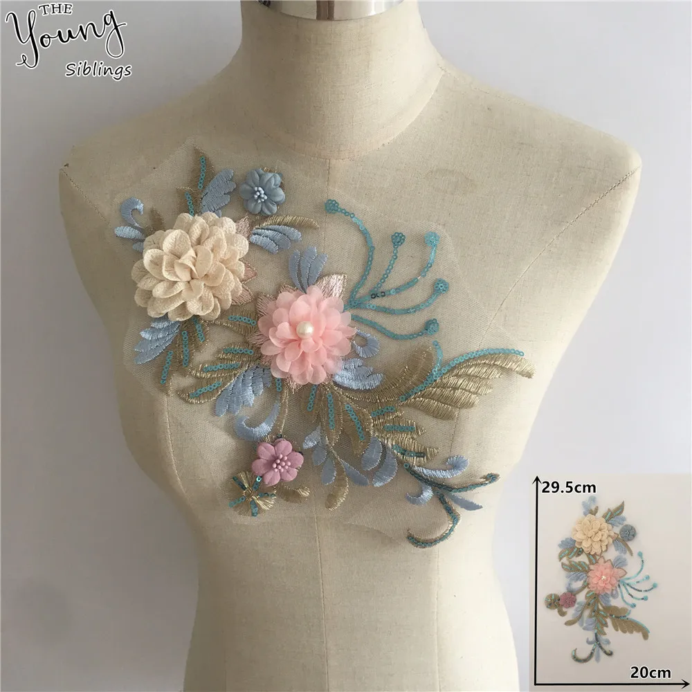 Fashion ABS Pearl Three-dimensional Flower Lace Collar Embroidery DIY Lace Tulle Collar Decorative Clothes Applique