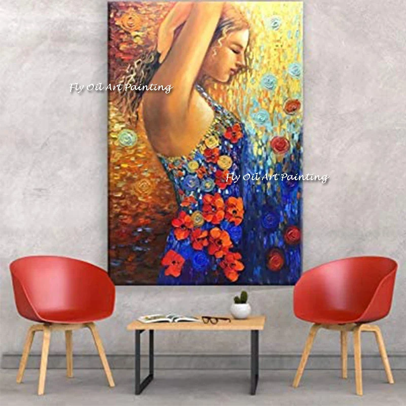 Hand-painted oil painting Girls Women HandPainted Home Decor Kits Drawing Canvas Figure Oil Painting Pictures