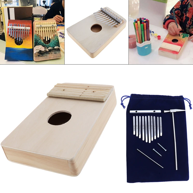 10 Key DIY Kit Kalimba Beech Wood Thumb Piano Mbira for Handwork Painting Parents-child Campaign