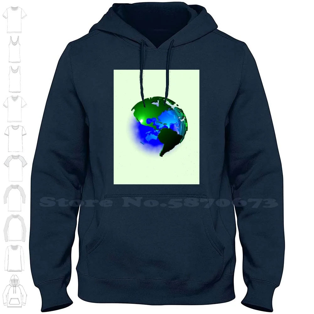 Earth Streetwear Sport Hoodie Sweatshirt Earth Planet Global Digital Graphic Digital Design 3d 3 D Best Selling Best Selling