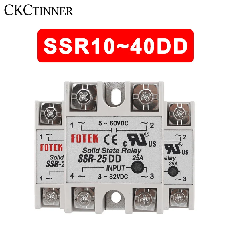 

SSR -10DD 25DD 40DD DC Control DC SSR White Shell Single Phase Solid State Relay 5~60VDC TO 3~32VDC