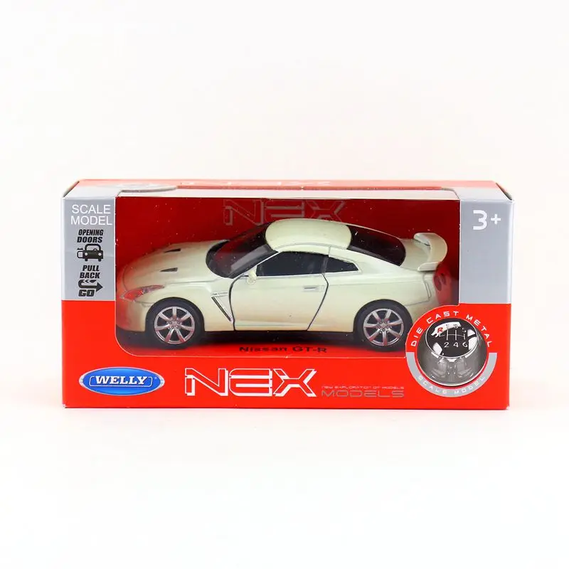 WELLY Toy Diecast Vehicle Model 1:36 Scale Nissan GT-R R35 Super Pull Back Car Educational Collection Gift For Children