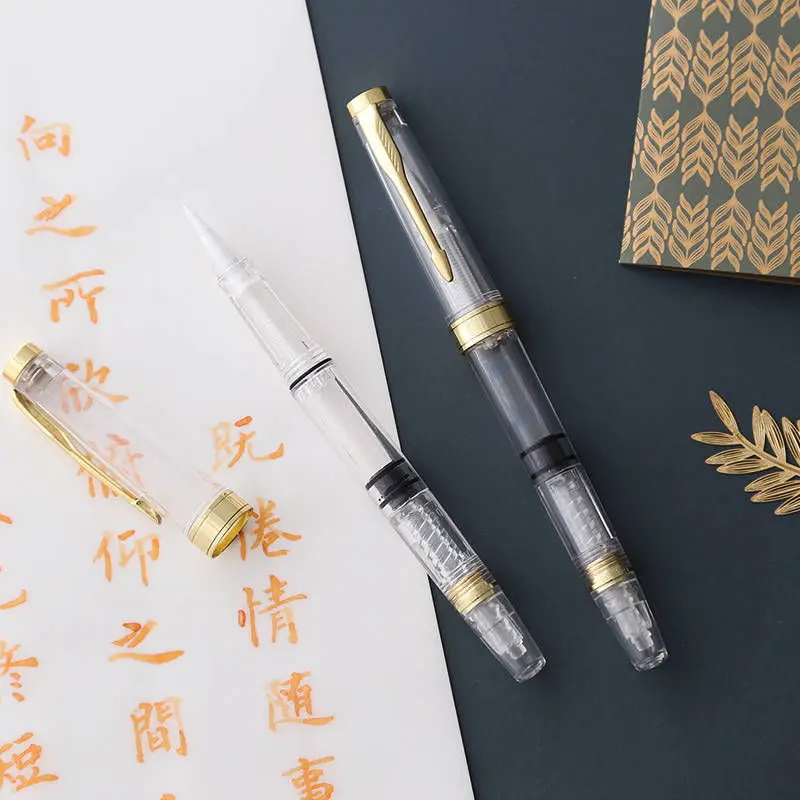 High Quality Piston Fountain Pen Classical Transparent Ink Pen Stationery Office School Supplies Writing