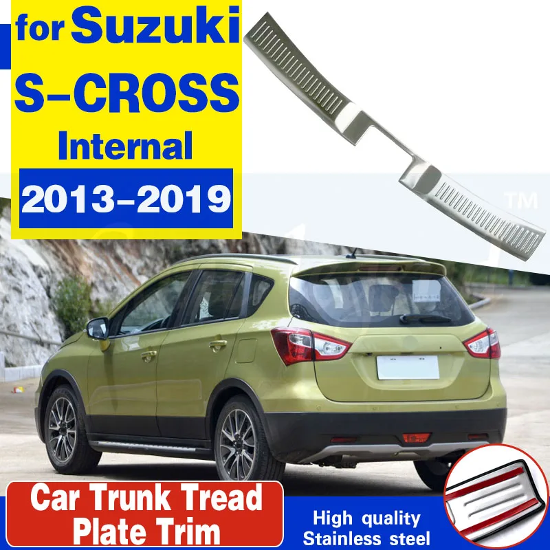 Car Styling stainless steel Rear Door Bumper Internal Protector sill Trunk Tread Plate Trim for Suzuki S-CROSS 2013-2019