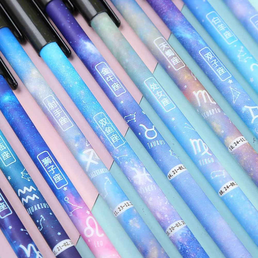 12Pcs Kawaii Constellation Erasable Gel Pen School Office Supplies Stationery 0.5mm Washable Handle Magic Erasable Pen