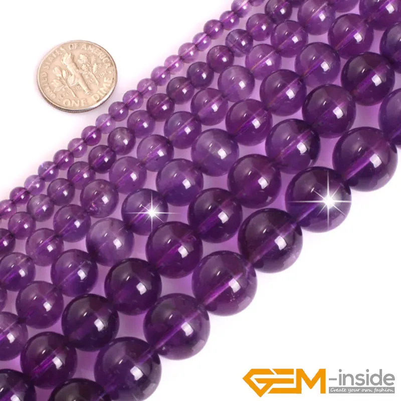 AAA Grade Round Purple Amethysts Precious Stone Beads Natural Stone Beads DIY Loose Beads For Jewelry Making Strand 15