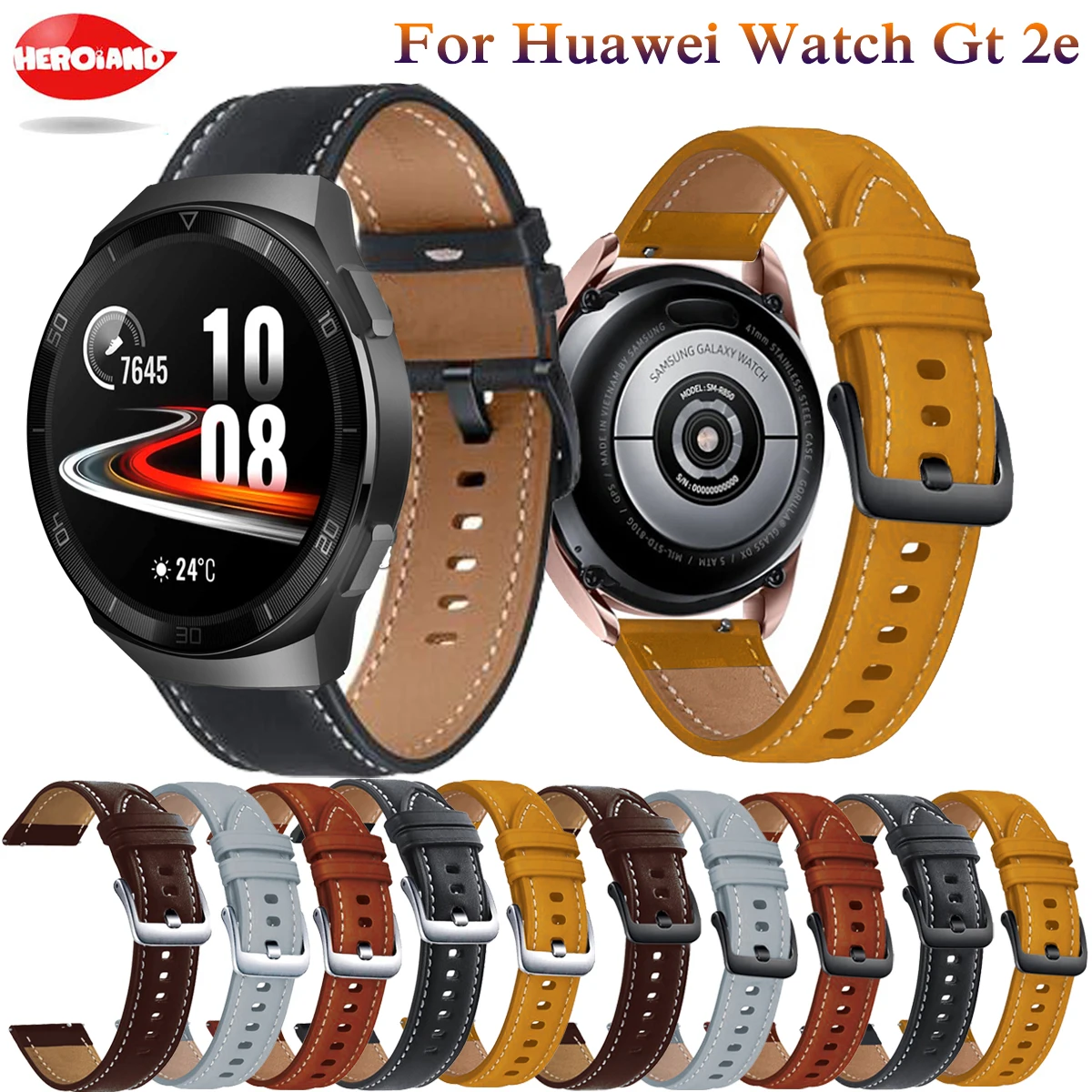 New For Huawei Watch GT 2 / Pro / 2E / GT 46mm Strap Genuine Leather Band 22mm Watch Strap GT2 gt2e Bracelet Watchband Wristband