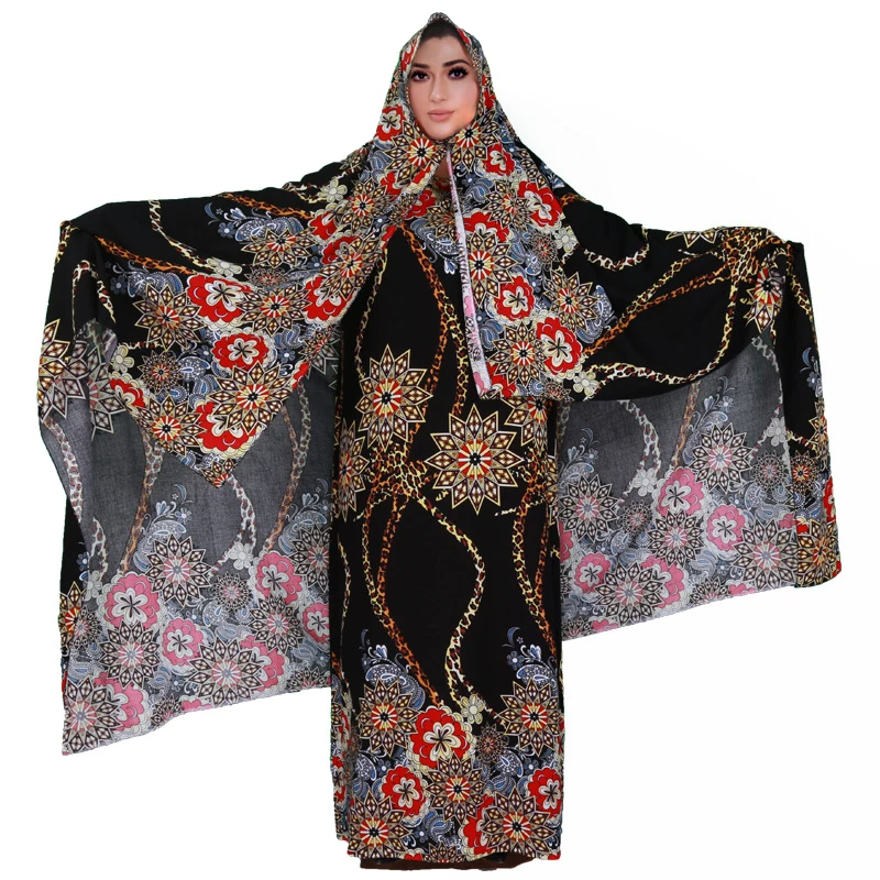 

BOHOWAII African Dresses for Women Loose Robe Africaine with Plus Size Hijab Dashiki Muslim Islamic Clothing Set Ropa Dama