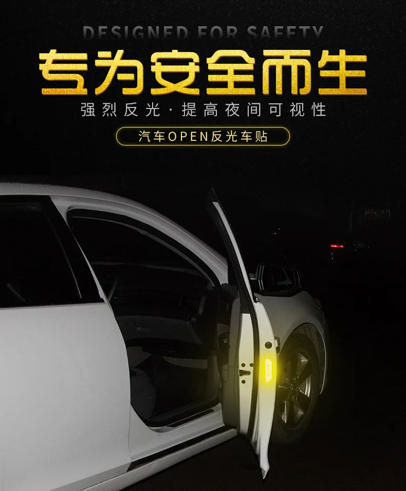 Special Promotion! Safety Reflective Warning Strip Posted on Wheel Arch Door Open Sticker Diamond Wheel Hub