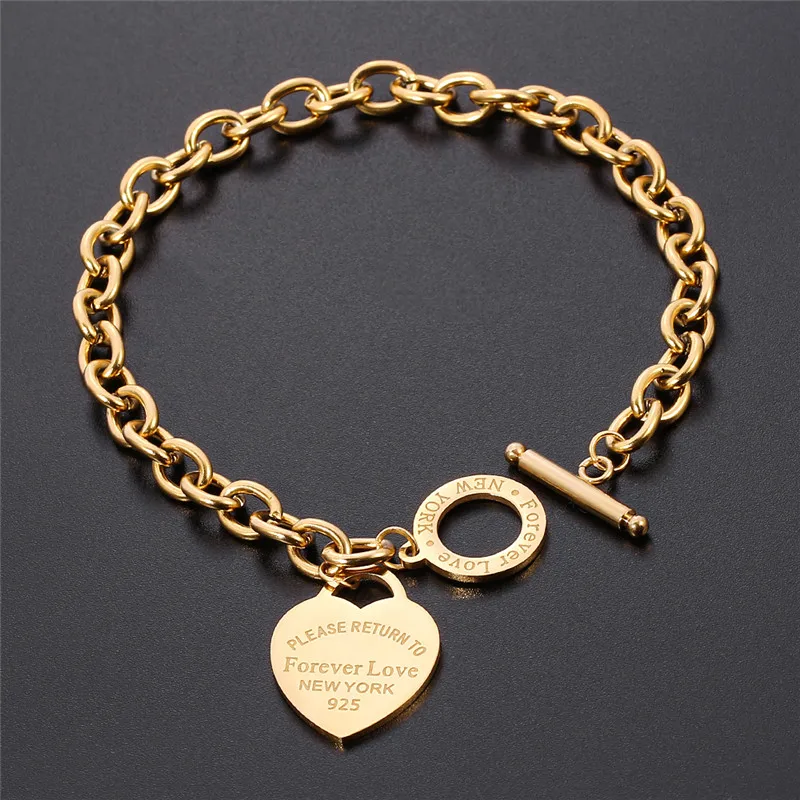 Edelstahl Liebe Herz Armbänder für Frauen Party Schmuck Geschenk Mode Joyas de Chain Charm Armbänder Homme Großhandel