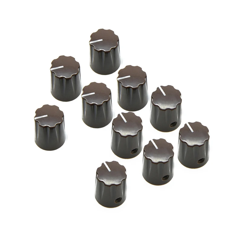 

Ohello 10 pcs Brown Guitar Scalloped Edge Knobs 6.35mm Davies 1900H Style AMP Effect Pedal Knobs Guitar Control Rotary Knobs