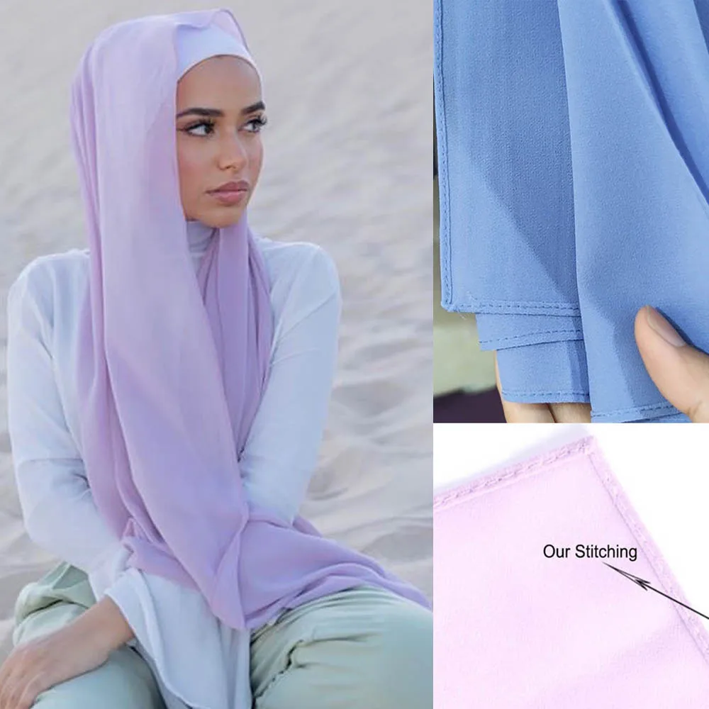 100pcs Wholesale High Quality Bubble Chiffon Scarf Women Muslim Hijab Scarf Shawl Wrap Solid Plain Colors 180*70cm