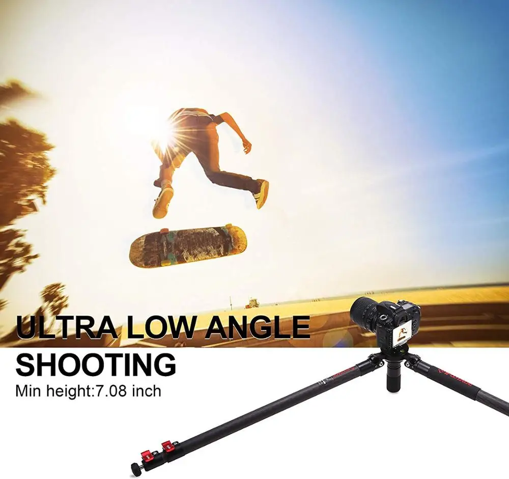 IFOOTAGE TC 7 Carbon Fiber Video Camera Tripod with Quick Fastbowl, Max Load 19.8 lbs, Compatible with Canon, Nikon, Sony D