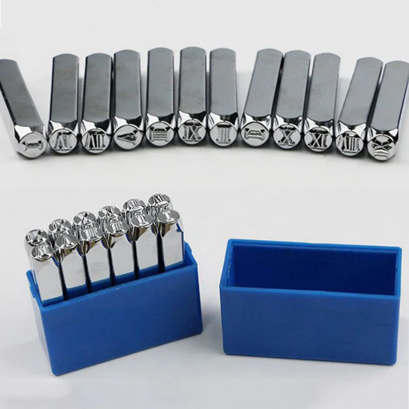 12Pcs/Set Roman Number Metal Stamps Punch Stamping Tool 6mm Electroplated Hard Carbon Steel Tools For Stamp Punch Leather Tool