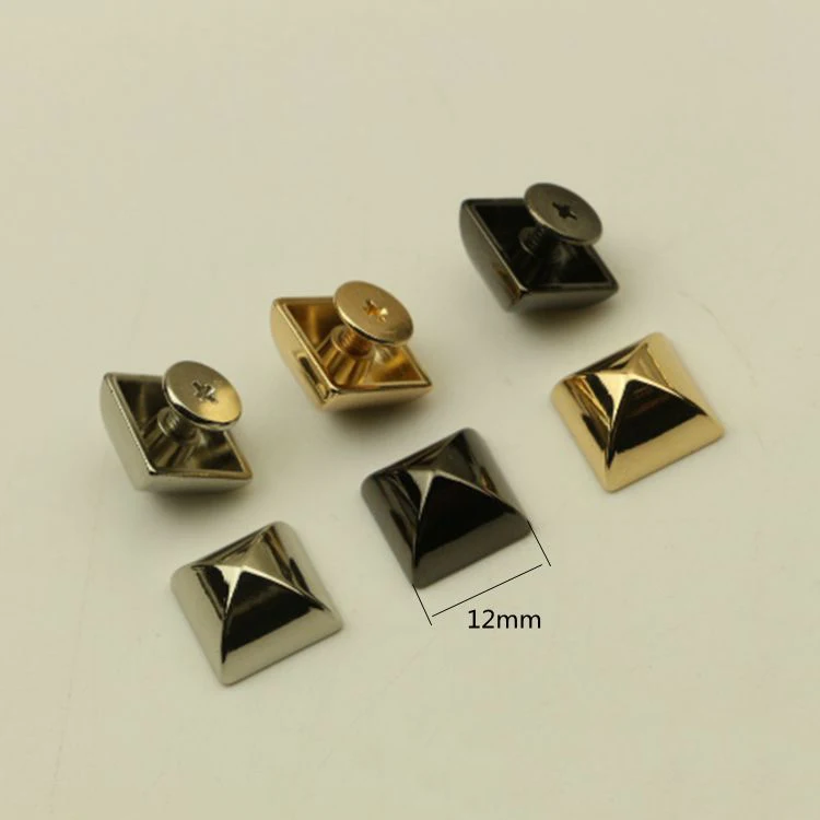 Square pyramid black Rivet, leather decoration, buckle screw, leather case, belt, metal arc Rivet, 10 sets, 12mm