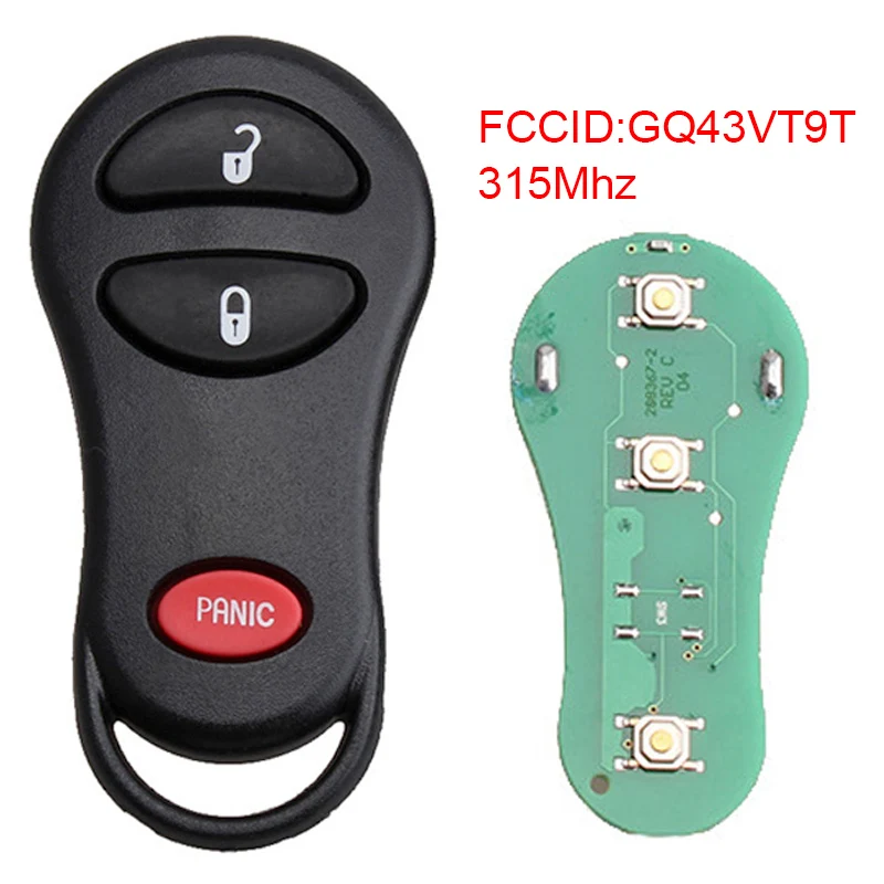 315Mhz 3 Buttons Keyless Entry Replacement Remote Car Key GQ43VT9T fit for 1999 2000 2001 2002 2003 2004 Jeep Grand Cherokee