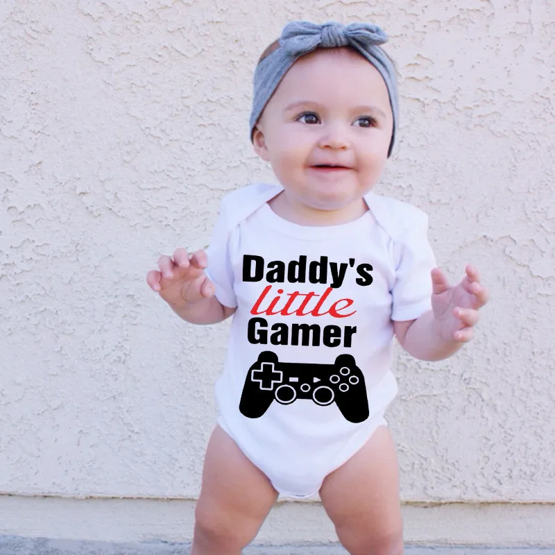 

Daddy's Little Gamer Letters Print Romper Baby Cotton Newborn Infant Baby Boy Girl Romper Jumpsuit Sunsuit Clothes Outfit 0-24M