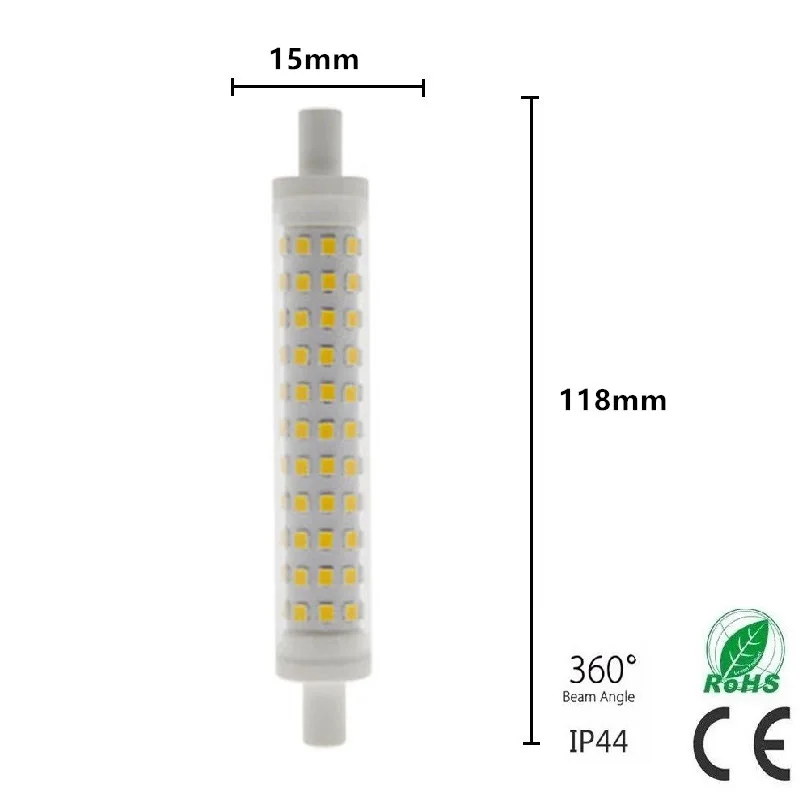 Keramik 118mm LED R7s Licht 10W 240 Grad Winkel ersetzen W J118 Halogen Röhren lampe V
