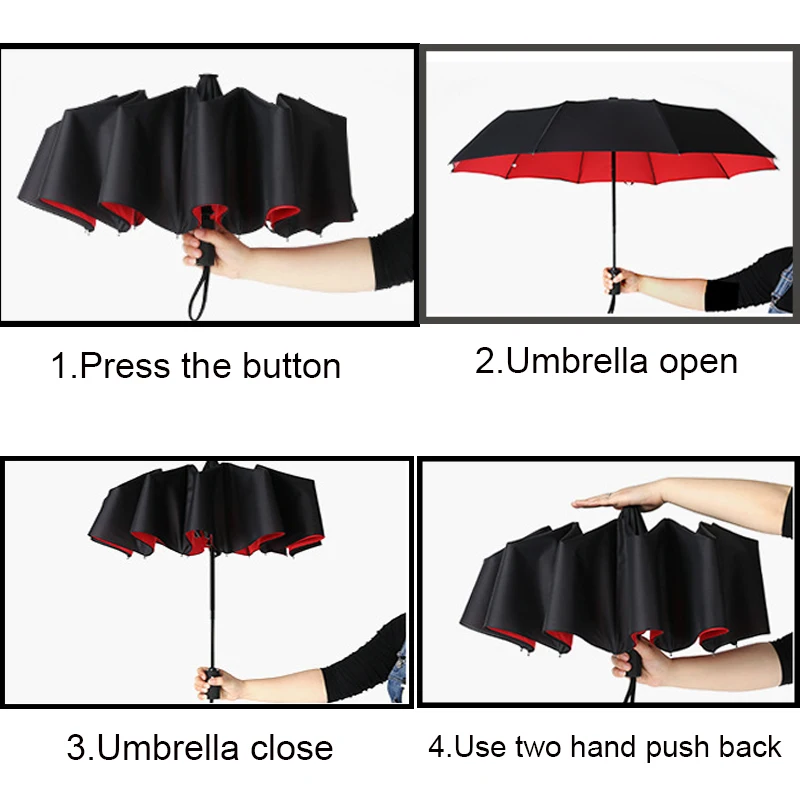 10K Double layer Windproof Fully-automatic Umbrellas Male Women Umbrella Three Folding Commercial Large Durable Frame Parasol