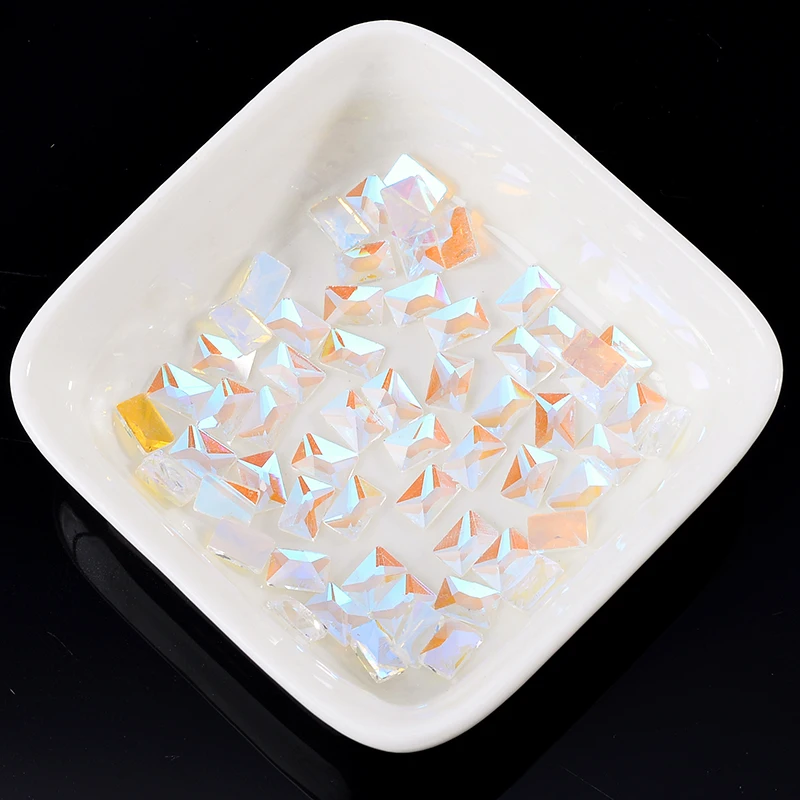 20pcs K9 Flat Back Fairy Aurora Symphony Transparent Stone Art Broken Glass Stickers Decorative Nail Art Production