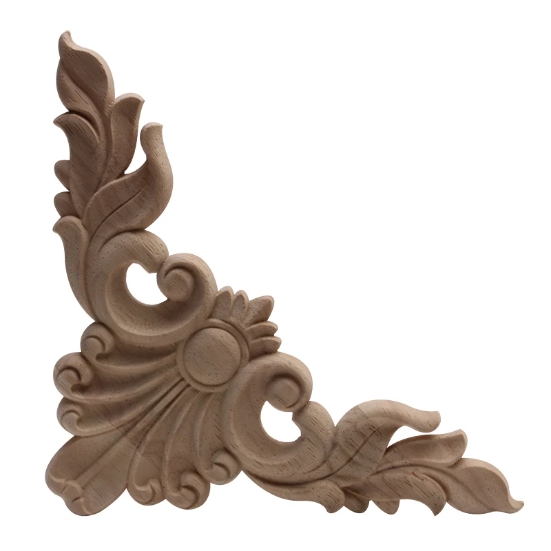 Wood Applique Wood Figurines Wood Decal Onlay Carved Unpainted Retro Rubber Wood  Furniture Window Corner Cabinet European NEW