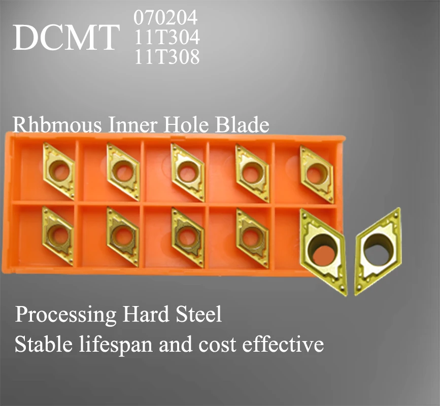 Inserti in metallo duro DCMT070204HQ CA / DCMT11T304HQ CA / DCMT11T308HQ CA utensili da taglio per tornio in lega a lama CNC 10 pz