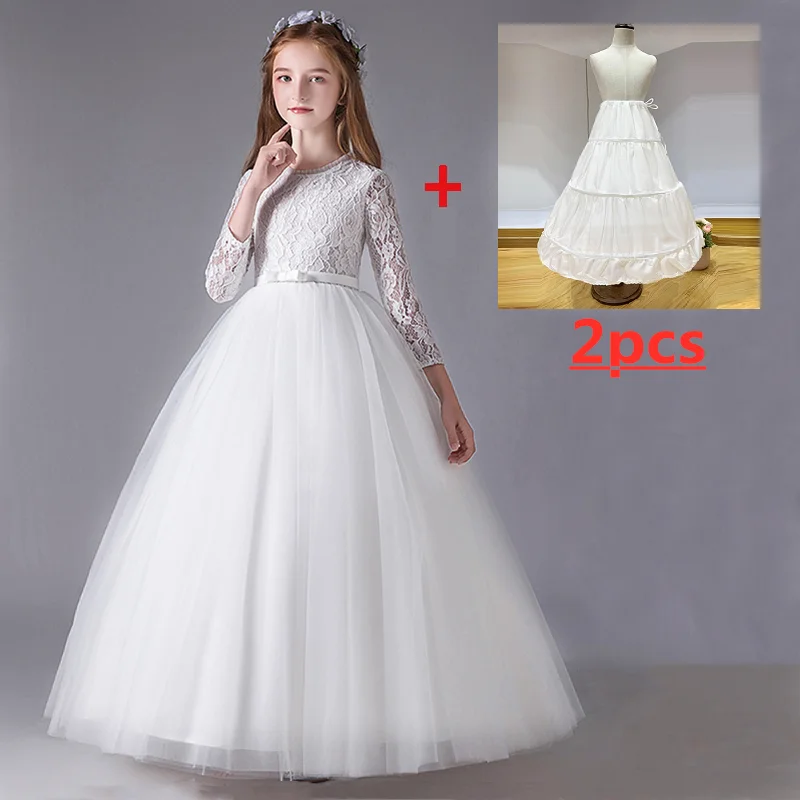 

New Girls Back Hollow Flower Holy communion Dress Flower Girls High-end Wedding Dress Elegant Backless white lace Banquet Dress