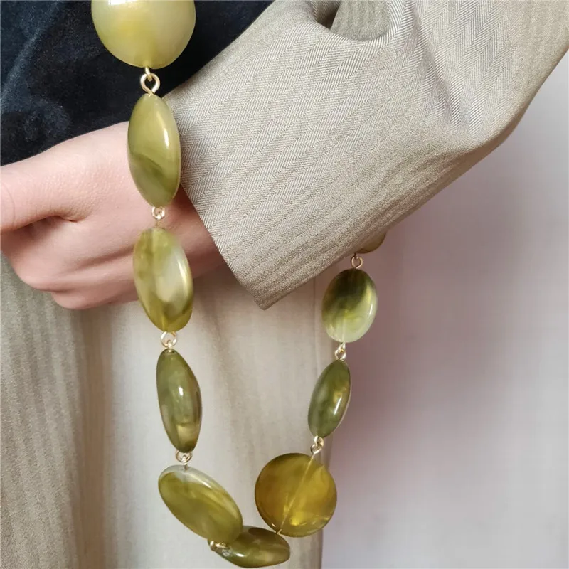 fashion design green beads chain handle diy decoration beads handle