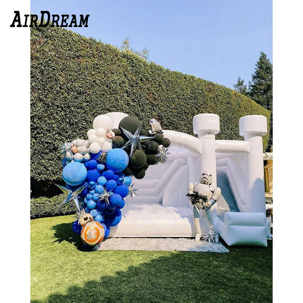 Commercial white bounce house inflatable slide bouncer combo wedding bouncy jumping castle bouncer house full PVC