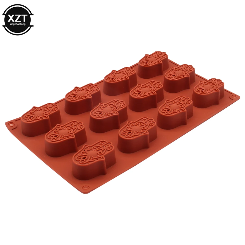 12 Holes Mold Silicone Mini Lotus in The Palm Soap Khamsah DIY For Soap Making Hand of Fatima Mascot Mold