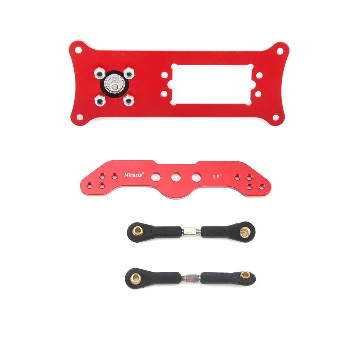 

Miracle Anodized Servo With Rudder Tray 3.5" Double Arm Aluminum Rudder Mount Set For RC Airplane