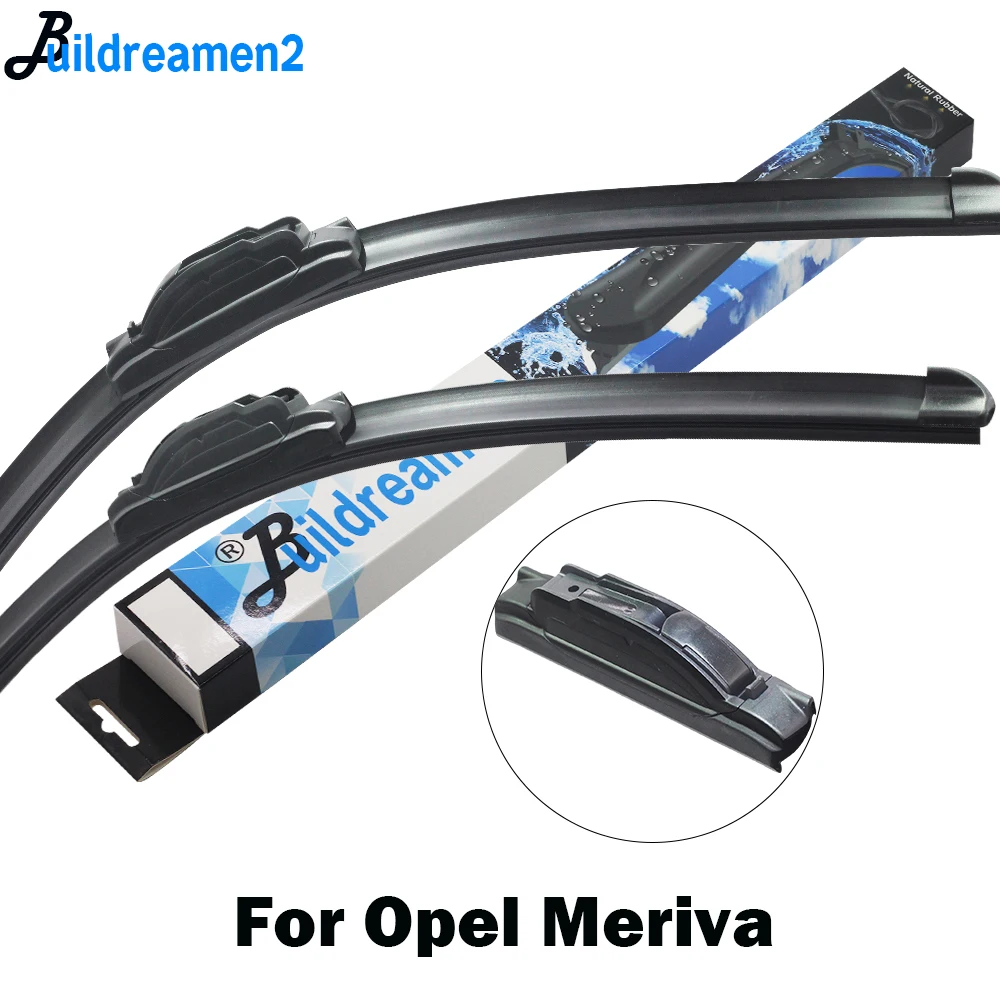 Buildreamen2 2 Pieces Car Wiper Blade Rubber Windscreen Wiper Accessories For Opel Meriva A B Fit Hook Arms 2003-2017