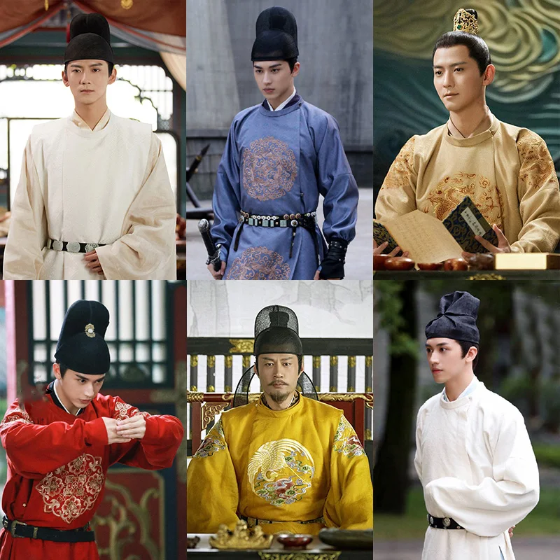 

Tang Dynasty Round Neck Long Gown Male Scholar Prince Costume Pei XingJian Embroidery Men's Stage Hanfu Drama Feng Qi Ni Chang