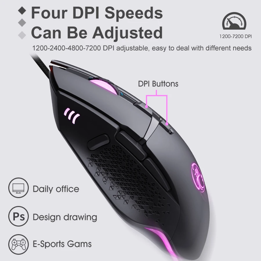 Wired Gaming Mouse Gamer Mause Computer Ergonomic Silent USB Mouse with Cable RGB Backlight LED 7200 DPI Mice for Laptop PC