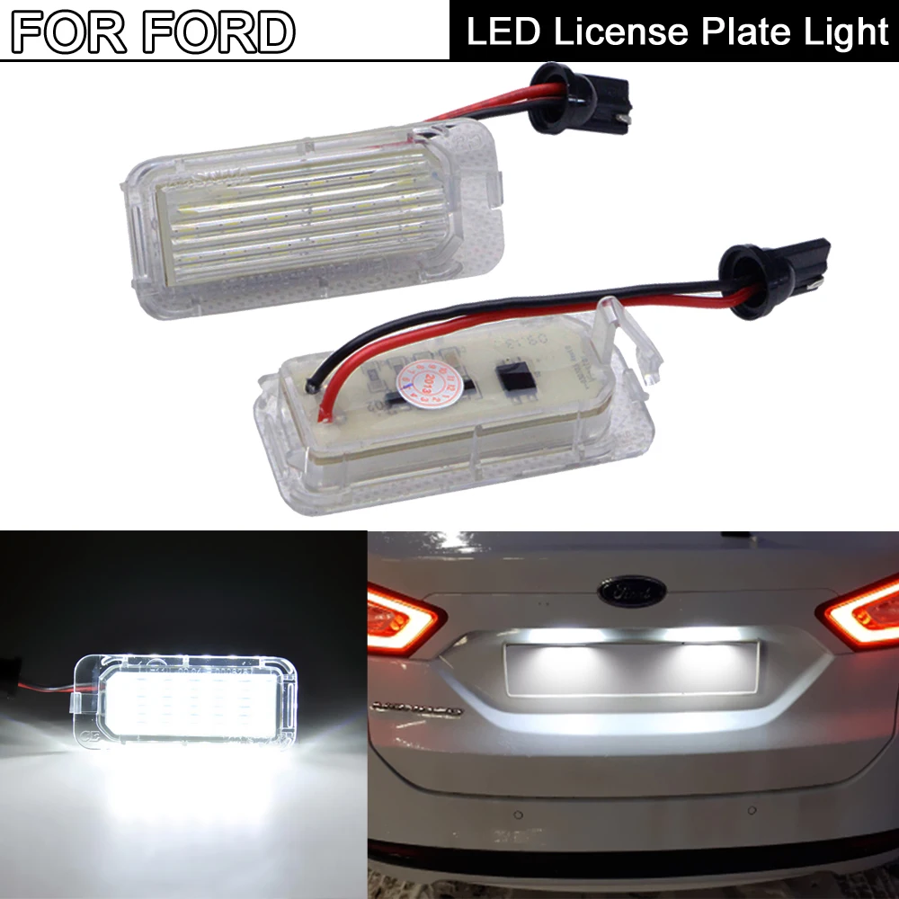 

2 шт. светодиодный светильник номерного знака для Ford Fiesta Focus C-Max Grand Galaxy Kuga Mondeo S-Max B-Max Ecosport для Jaguar XJ XF
