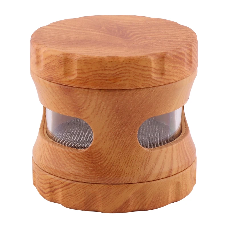 63mm Wooden Resin 4 Layers Tobacco Grinder Herb Tobacco Crusher Spice Grinder Drum Shape Smoke Accessories