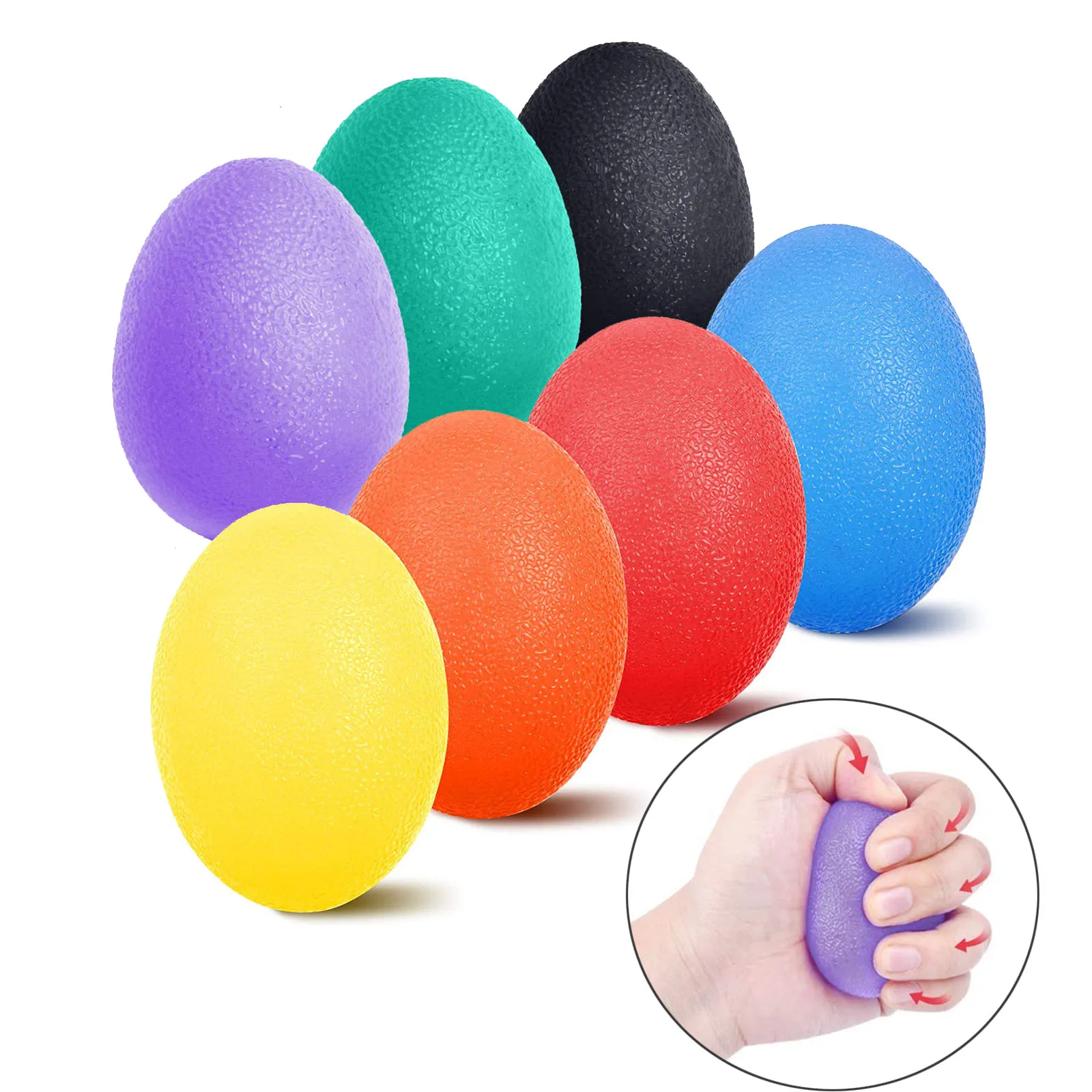 

2pcs Silicone Hand Grip Ball Egg Men Women Gym Fitness Finger Heavy Exerciser Strength Muscle Recovery Soft Gripper Trainer