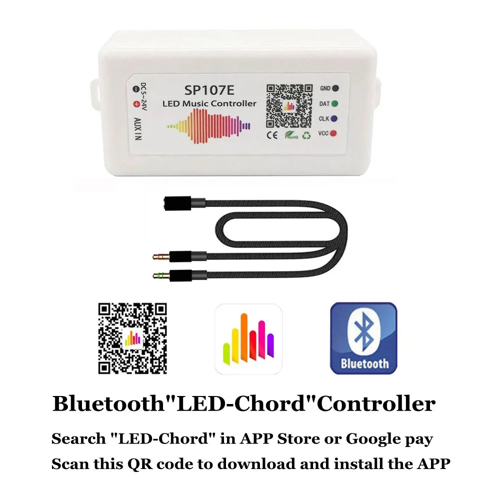 SP107E Music Controller Led Bluetooth By Phone APP For WS2812b WS2811 WS2815 SK6812 RGBW LED Strip Light SP002E USB Remote