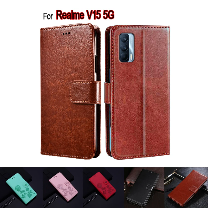 V15 Flip Cover For Realme V15 5G Case Phone Protective Shell Funda On Realme V 15 Wallet Leather Hoesje Etui Book Capa Bag Cases