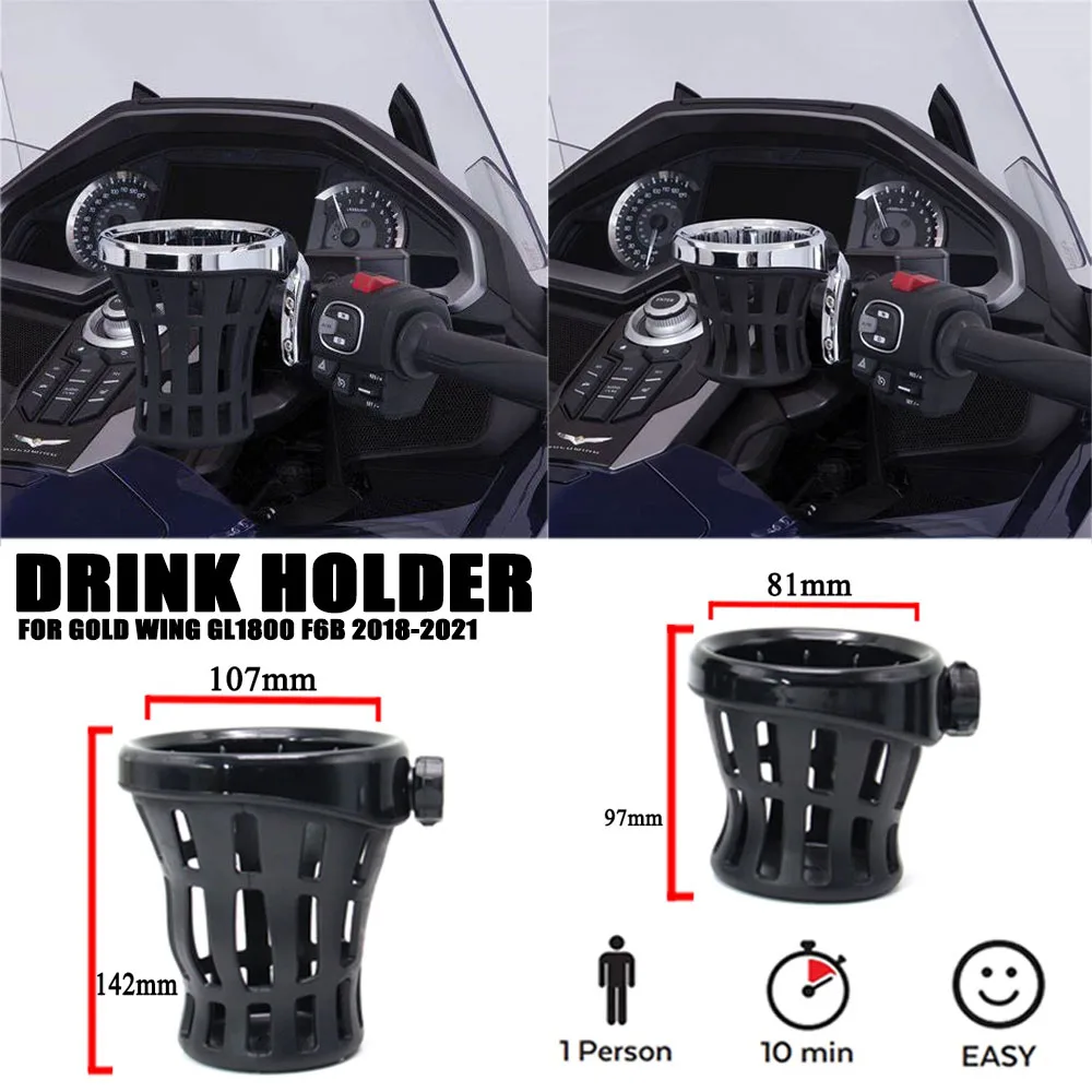 Motorcycle Passenger Water Bottle Drinking Drink Cup Mesh Basket Holder Bracket For Honda Gold Wing GL 1800 GL1800 F6B 2018-2021