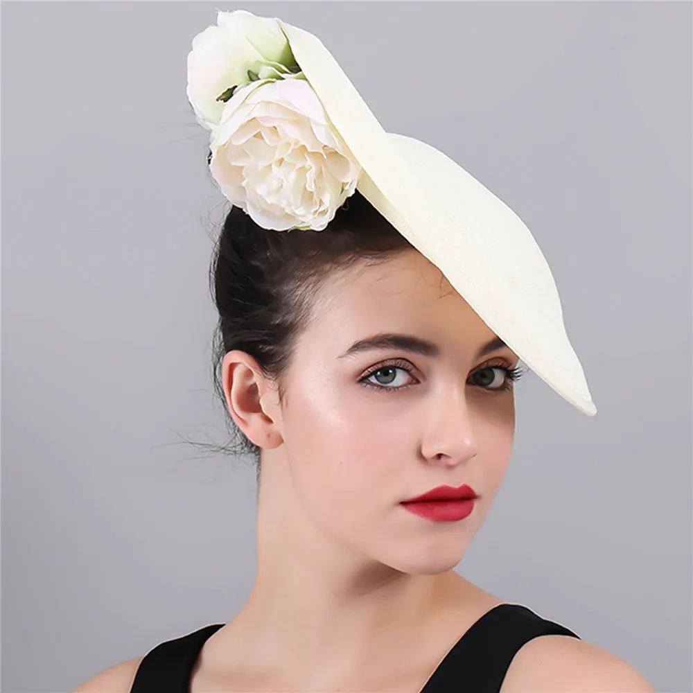 Beige Imitation Linen Wedding Hair Accessories Kentucky Derby Fascinator Headwear High Quality Nice Colorful Cocktail Hat SYF406