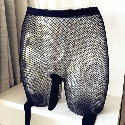 New JJ Cover Pantyhose Men\'s Fishnet Stockings Bottoming Sexy Pantyhose Male Underwear Mesh Grid Stockings Exotic Man Sex Tights