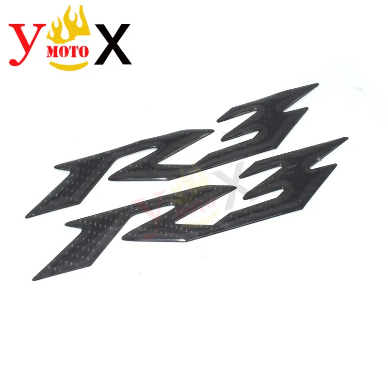 Cặp Đôi R3 Xe Máy 3D Sợi Carbon Logo Quốc Huy Miếng Dán Decal Biểu Tượng Mark Bên Fairing Huy Hiệu Yamaha YZF-R3 YZF r3