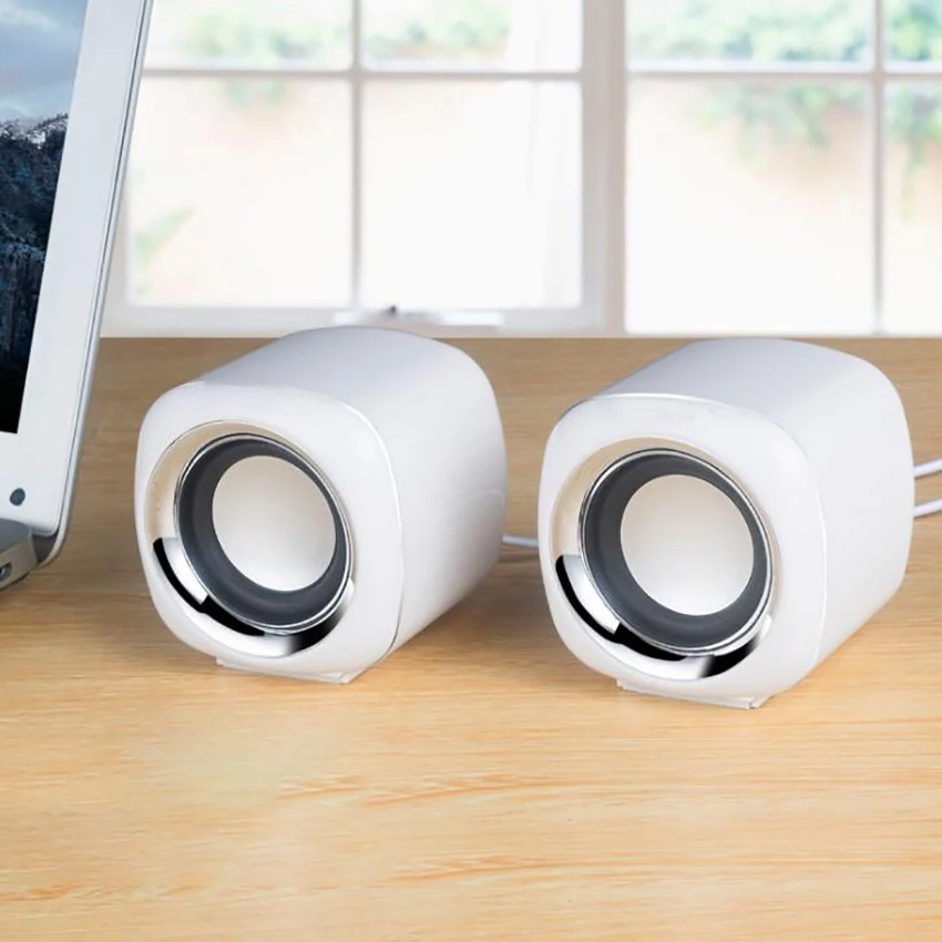PC Computer Speakers with Diaphragm USB Powered Wired Stereo Speakers with 3.5mm Input for PC /Tablets/ Desktop / Laptop