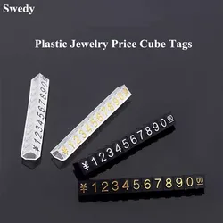 10 Sets 4x6mm Plastic Cubes Price Display Tags Adjustable Euro Dollar Jewelry Price Tags Number Stand Frame Label Shop