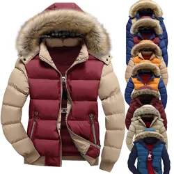 Winter Warm Couple Big Fur Collar Hooded Padded Jacket Casual Padded Jacket